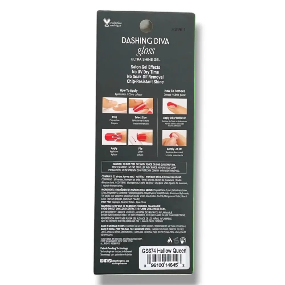 Halloween Nail Srickers Dashing Diva Gloss Nail Strips UV Free Gel 2 Pack